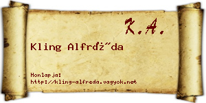 Kling Alfréda névjegykártya
